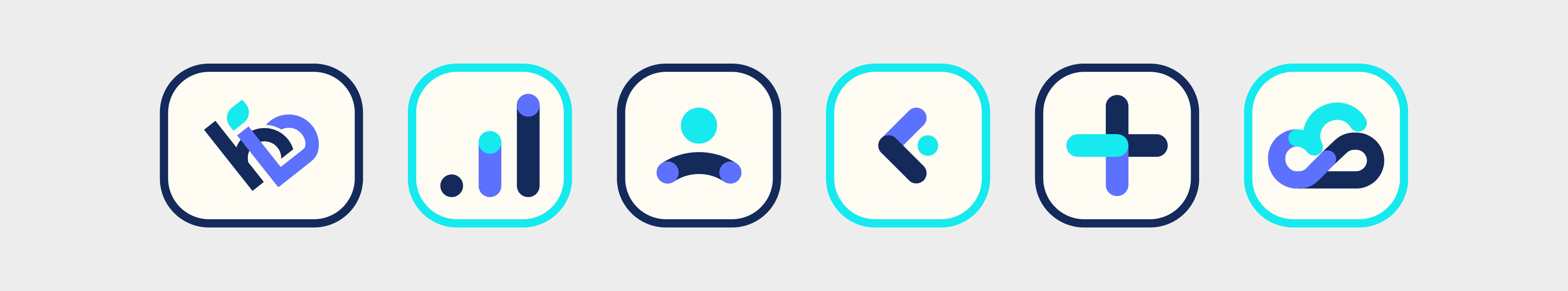 MHW custom icon suite in navy, blue and mint